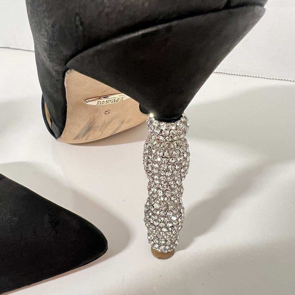 Badgley Mischka Emily Satin d'Orsay Pumps Size 6 Crystal Studded Stilettos - Picture 2 of 12